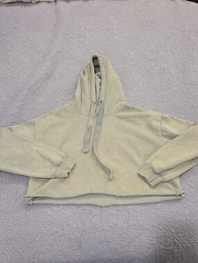 And Now This Cropped Light Sage Green Pullover Hoodie - Women Size XS!